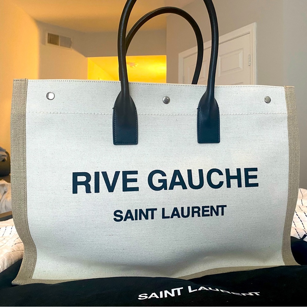 NWT - YVesSaint Laurent Rive Gauche Linen Tote Bag